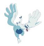  commentary commission creature english_commentary fangs full_body gen_2_pokemon highres legendary_pokemon lugia no_humans pokemon pokemon_(creature) salanchu signature simple_background solo tongue white_background 