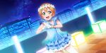  blush dress gloves green_eyes hoshizora_rin love_live!_school_idol_festival_all_stars orange_hair short_hair smile 