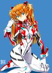  1girl blue_eyes bodysuit brown_hair head_rest highres interface_headset long_hair looking_at_viewer neon_genesis_evangelion plugsuit rebuild_of_evangelion shikinami_asuka_langley skin_tight solo souryuu_asuka_langley yamayoshi 