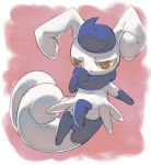  brown_eyes commentary creature english_commentary full_body gen_6_pokemon jumping meowstic meowstic_(female) no_humans pink_background pinkgermy pokemon pokemon_(creature) simple_background solo 