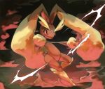  :3 black_background commentary creature english_commentary fighting_stance full_body gen_4_pokemon lopunny no_humans pink_eyes pinkgermy pokemon pokemon_(creature) rabbit simple_background solo standing standing_on_one_leg 
