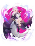  1girl absurdres animal_ears apple artist_name fire_emblem fire_emblem_awakening fire_emblem_heroes food fruit full_body fur_trim gloves grima_(fire_emblem) halloween_costume highres holding inkanii open_mouth paw_gloves paws red_eyes robin_(fire_emblem) robin_(fire_emblem)_(female) shorts solo tail twintails white_hair wolf_ears wolf_tail 