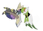  1girl aegislash apios1 bangs black_sclera blush_stickers bob_cut carrying closed_eyes closed_mouth colored_skin commentary_request drooling fireman&#039;s_carry flat_chest floating flower full_body gardevoir gen_2_pokemon gen_3_pokemon gen_6_pokemon green_hair green_skin hair_flower hair_ornament hair_over_one_eye happy lying multicolored multicolored_skin on_side one-eyed open_mouth pokemon pokemon_(creature) red_eyes red_flower saliva shield short_hair sketch sleeping smile sword two-tone_skin umbreon violet_eyes weapon white_skin 