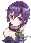  1girl bangs chain character_request closed_mouth collarbone eyebrows_visible_through_hair hair_between_eyes highres mamu_t7s mole mole_under_eye purple_hair red_eyes shiny shiny_hair short_hair simple_background sketch solo upper_body white_background 