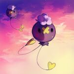  black_eyes clouds cloudy_sky commentary creature drifloon english_commentary floating full_body gen_4_pokemon no_humans outdoors pinkgermy pokemon pokemon_(creature) sky star_(sky) starry_sky twilight 