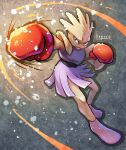  clenched_hands closed_mouth commentary_request full_body gen_1_pokemon highres hitmonchan kagure_(karaguren) knees looking_to_the_side pokemon pokemon_(creature) punching red_eyes solo 