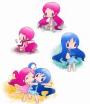  2girls blue_eyes blue_hair hanasaki_tsubomi happy heartcatch_precure! hug kurumi_erika long_hair multiple_girls outstretched_arm pink_eyes pink_hair precure sad tears twintails yami_m 