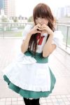  bow cosplay frills kipi-san maid maid_uniform pantyhose photo waitress 