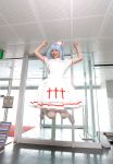  blue_hair cosplay jumping kouno_tooru kouzuki_suzuka nurse nurse_uniform photo princess_princess 