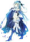  aa_(novanova) blue_eyes blue_hair boots flower gloves long_hair pantyhose ribbon royal skirt suzukiko sword tattoo 