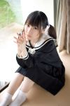  cosplay fukuzawa_yumi hair_ribbons maria-sama_ga_miteru photo pleated_skirt sailor_uniform school_uniform socks twintails 