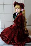  blonde_hair bonnet cosplay gown photo rozen_maiden shinku uni velvet 