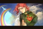 1boy broken_heart earrings gakuran highres jewelry jojo_no_kimyou_na_bouken kakyouin_noriaki peninsula_(disappearedstump) rainbow red_eyes redhead school_uniform solo 