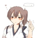  ... 1girl blush breasts brown_eyes brown_hair japanese_clothes kaga_(kantai_collection) kantai_collection lowres personification rebecca_(keinelove) side_ponytail solo 