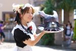  animal_ears anya apron cosplay dog_ears helmet maid maid_uniform photo serving_tray 