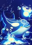  air_bubble bubble commentary creature english_commentary full_body gen_3_pokemon kyogre legendary_pokemon no_humans pinkgermy pokemon pokemon_(creature) primal_kyogre sharp_teeth solo teeth underwater yellow_eyes 