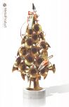  absurdres christmas christmas_tree clarinet commentary english_commentary highres instrument kieed no_humans original pedestal ribbon shadow tag trumpet tuba white_background 