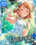  blush brown_hair character_name closed_eyes dress houjou_karen idolmaster idolmaster_cinderella_girls short_hair smile stars 