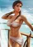  1girl abs artist_name assassin&#039;s_creed breasts cleavage kassandra_of_sparta large_breasts navel under_boob yupachu 