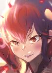  1girl anna_(fire_emblem) bangs blush commentary_request english_commentary fadingzz fire_emblem fire_emblem_awakening grin highres mixed-language_commentary pixiv_id popped_collar red_eyes redhead sidelocks signature smile solo teeth 