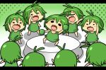  :3 :d animated animated_gif arm_up bangs black_eyes character_request commentary_request copyright_request dr._omonemushi green_hair himouto!_umaru-chan medium_hair no_pupils open_mouth parody shiny shiny_hair smile ugoira 