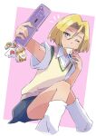  1boy bottle_cap cellphone crossdressinging gen_1_pokemon growlithe highres james_(pokemon) keychain phone pokemon pokemon_(anime) smartphone team_rocket 