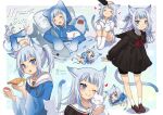  &gt;_&lt; 1girl :3 :o ;) alternate_costume alternate_hairstyle animal_ears animal_hood bangs black_dress bloop_(gawr_gura) blue_eyes blue_hair blunt_bangs blush cat cat_ears cat_girl cat_tail closed_eyes commentary dress fang fish_bone food gawr_gura heart hololive hololive_english hood hoodie kemonomimi_mode long_hair looking_at_viewer medium_hair multicolored_hair multiple_views one_eye_closed open_mouth petting pizza ponytail school_uniform serafuku shark silver_hair sitting sleeping smile streaked_hair stuffed_animal stuffed_shark stuffed_toy tail ten-chan_(eternal_s) two-tone_hair two_side_up virtual_youtuber white_cat wide_sleeves x3 yarn yarn_ball zzz 