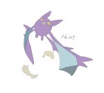  apios1 bat commentary crobat flying full_body gen_2_pokemon highres looking_to_the_side no_humans number pokedex_number pokemon pokemon_(creature) red_eyes simple_background sketch smoke teeth white_background yellow_sclera 