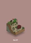  absurdres animal boar bush commentary_request diorama gozz hiding highres isometric log original plant ravine red_background tusks 