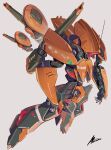  absurdres afukuro arm_cannon artist_name asshimar beige_background floating gundam highres looking_down mecha no_humans open_hands radio_antenna science_fiction solo_focus weapon zeta_gundam 