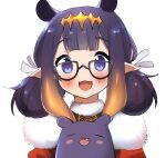  1girl bangs blunt_bangs fur_trim glasses halo hololive hololive_english long_hair looking_at_viewer maru_ccy ninomae_ina&#039;nis pointy_ears purple_hair solo tako_(ninomae_ina&#039;nis) tentacle_hair tentacles violet_eyes virtual_youtuber 