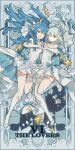  2girls absurdres ahoge aqua_hair bangs bili_girl_33 bilibili_douga flat_chest full_body hair_ornament highres long_hair multiple_girls short_hair standing tarot 