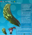  1boy 1girl artist_name brown_eyes commentary english_commentary english_text gen_1_pokemon green_hair green_skirt hat_feather highres humanization insect_girl kinkymation long_hair metapod poke_ball pokemon profile purple_hair skirt very_long_hair 