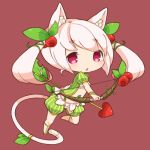  1girl :o animal_ears arrow bow_(weapon) cat_ears cat_tail chibi cranberry hair_ornament heart long_hair mootor original pink_eyes pink_hair solo tail tail_ornament twintails weapon 