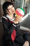  beachball cosplay enma_ai jigoko_shoujo kanata_(model) knee_socks photo sailor_uniform school_uniform 