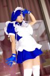  apron cosplay eyepatch gloves handcuffs ikkitousen maid maid_uniform photo riori ryomou_shimei thigh-highs 