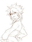  1boy character_request inazuma_eleven_(series) long_hair looking_back male monochrome open_mouth solo white_background zuwai_kani 