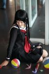  beachball cosplay enma_ai jigoko_shoujo kaleidoscope kanata_(model) knee_socks paper_cranes photo sailor_uniform school_uniform waraningyo 