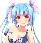  1girl blue_hair breasts highres i-19_(kantai_collection) kantai_collection kk-sk-ray long_hair open_mouth red_eyes school_swimsuit swimsuit torn_clothes twintails 