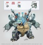  blastoise cannon fusion highres kendall_hale magneton pokemon pokemon_(game) weapon 