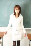  blouse cardigan classroom glasses miniskirt pointer thigh-highs yamamoto_azusa 
