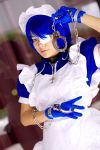  apron cosplay eyepatch gloves handcuffs ikkitousen maid maid_uniform photo riori ryomou_shimei 