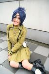  blue_hair boots chrome_dokuro cosplay eyepatch isumi kateikyoushi_hitman_reborn midriff photo pleated_skirt 