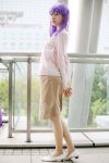  camisole cardigan cosplay fate/stay_night hair_ribbons matou_sakura minato_misa photo purple_hair skirt 