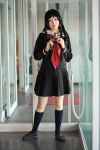  cosplay enma_ai jigoko_shoujo kanata_(model) knee_socks photo sailor_uniform school_uniform waraningyo 