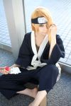  ari_(model) blonde_hair cosplay deidara handmouth headband naruto photo 