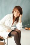  blouse cardigan classroom glasses miniskirt pointer thigh-highs yamamoto_azusa 