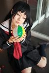  beachball cosplay enma_ai jigoko_shoujo kaleidoscope kanata_(model) knee_socks photo sailor_uniform school_uniform waraningyo 