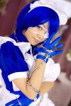  apron cosplay eyepatch gloves handcuffs ikkitousen maid maid_uniform photo riori ryomou_shimei 