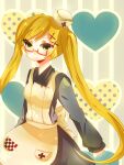  1girl apron axis_powers_hetalia blonde_hair dress genderswap genderswap_(mtf) glasses green_eyes heart kayakugohan solo twintails united_kingdom_(hetalia) 